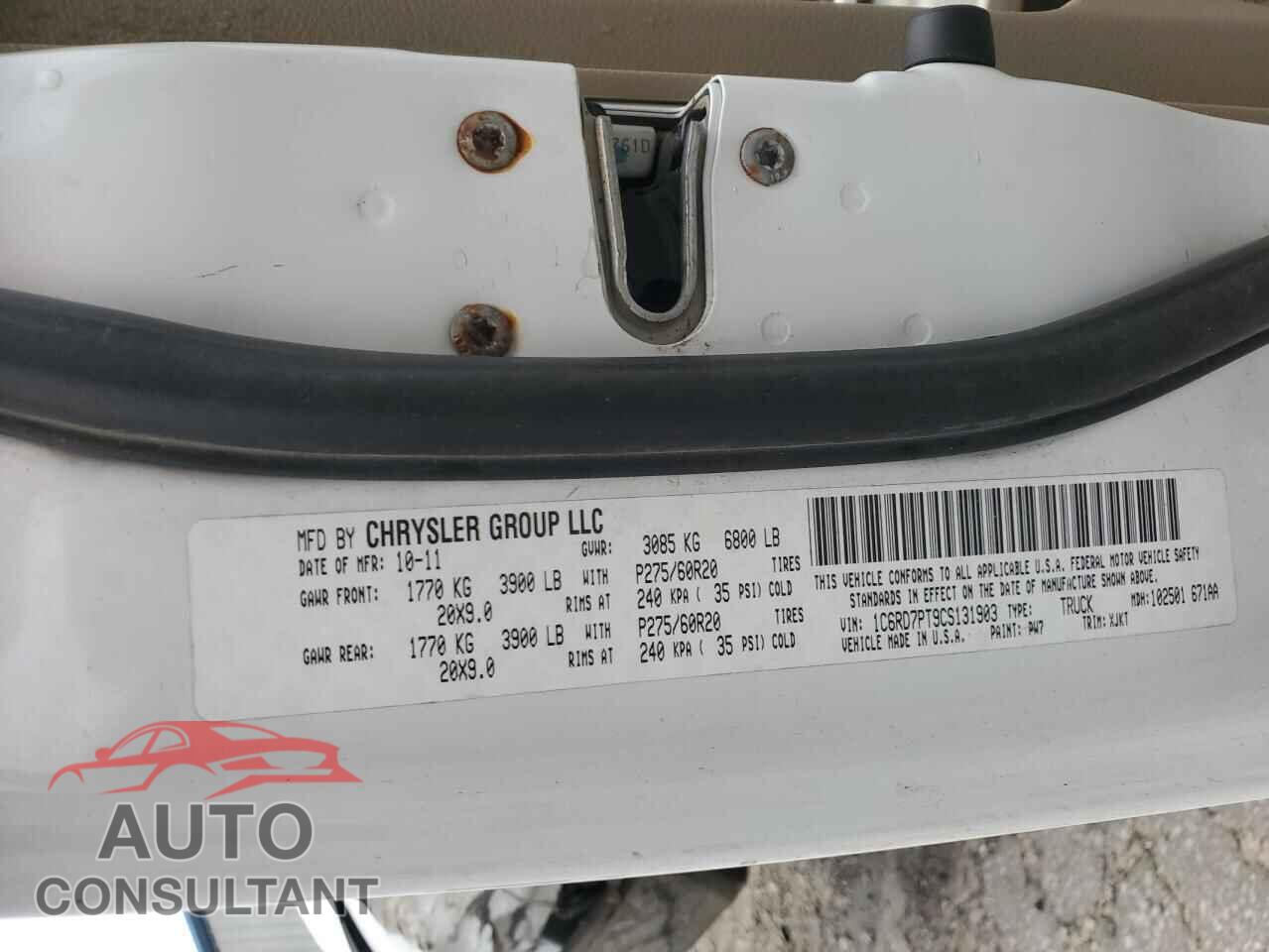DODGE RAM 1500 2012 - 1C6RD7PT9CS131903