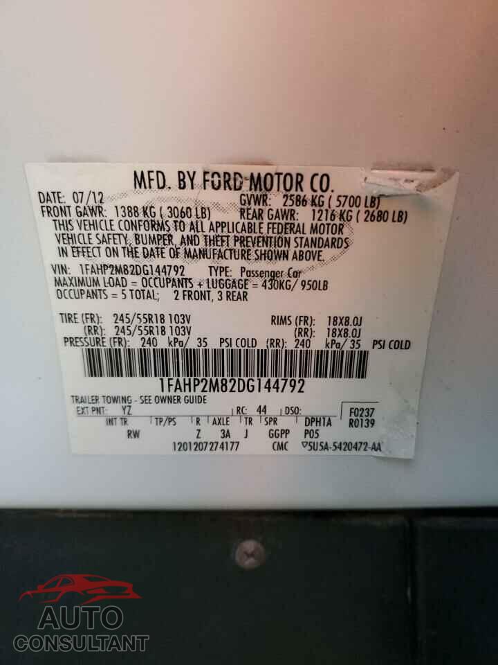 FORD TAURUS 2013 - 1FAHP2M82DG144792