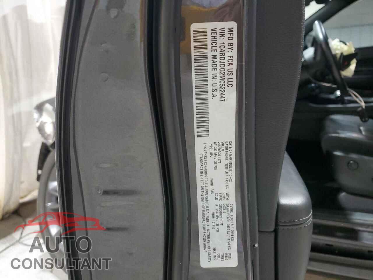 DODGE DURANGO 2021 - 1C4RDJDG2MC522447