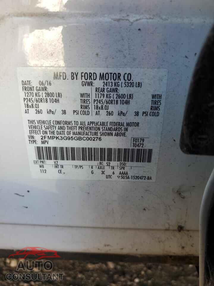 FORD EDGE 2016 - 2FMPK3G95GBC00276