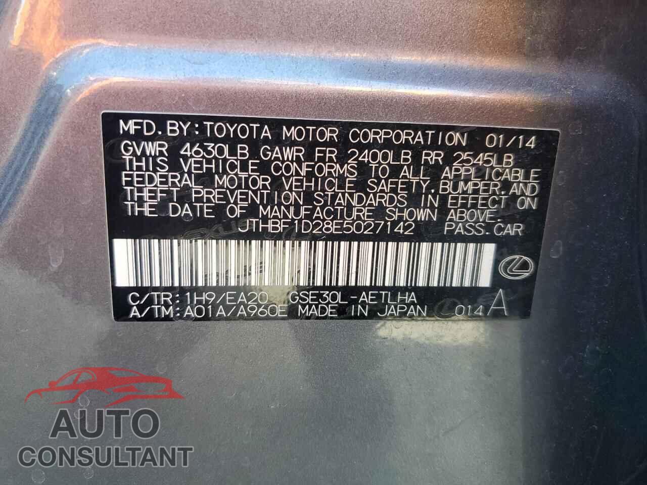 LEXUS IS 2014 - JTHBF1D28E5027142