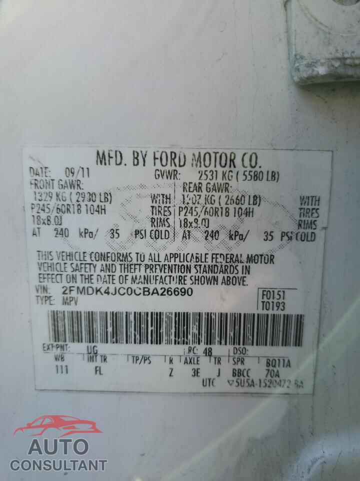 FORD EDGE 2012 - 2FMDK4JC0CBA26690
