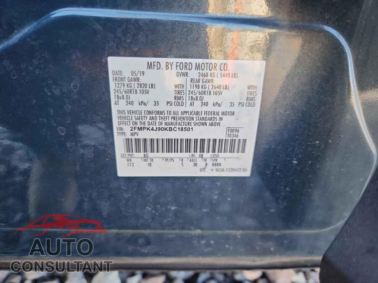 FORD EDGE 2019 - 2FMPK4J90KBC18501