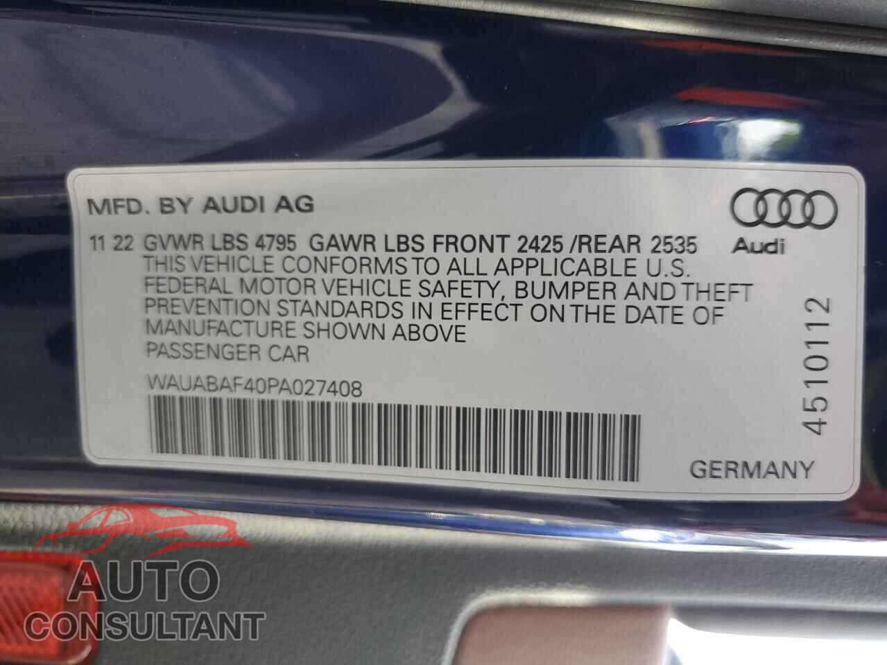 AUDI A4 2023 - WAUABAF40PA027408