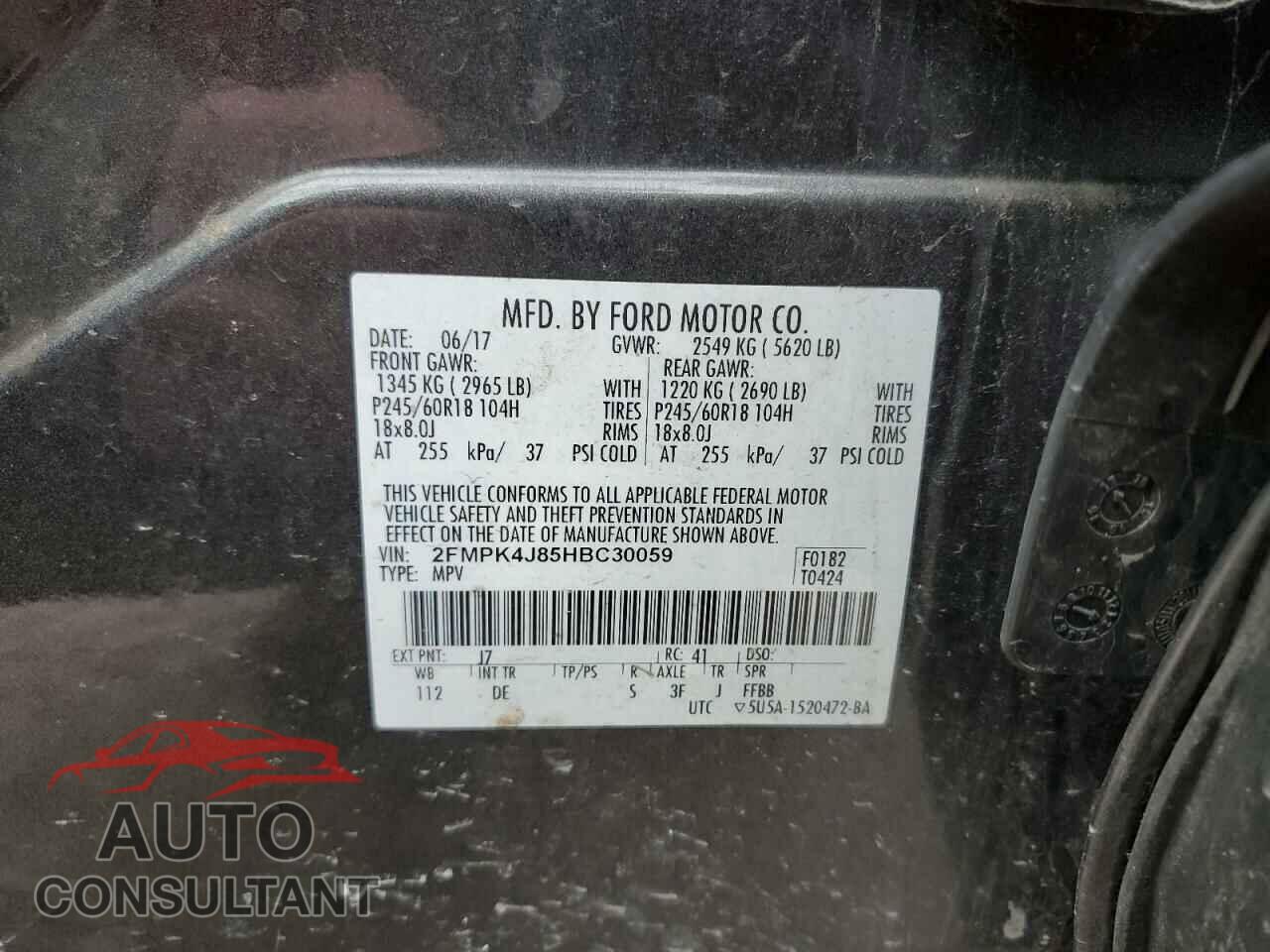 FORD EDGE 2017 - 2FMPK4J85HBC30059