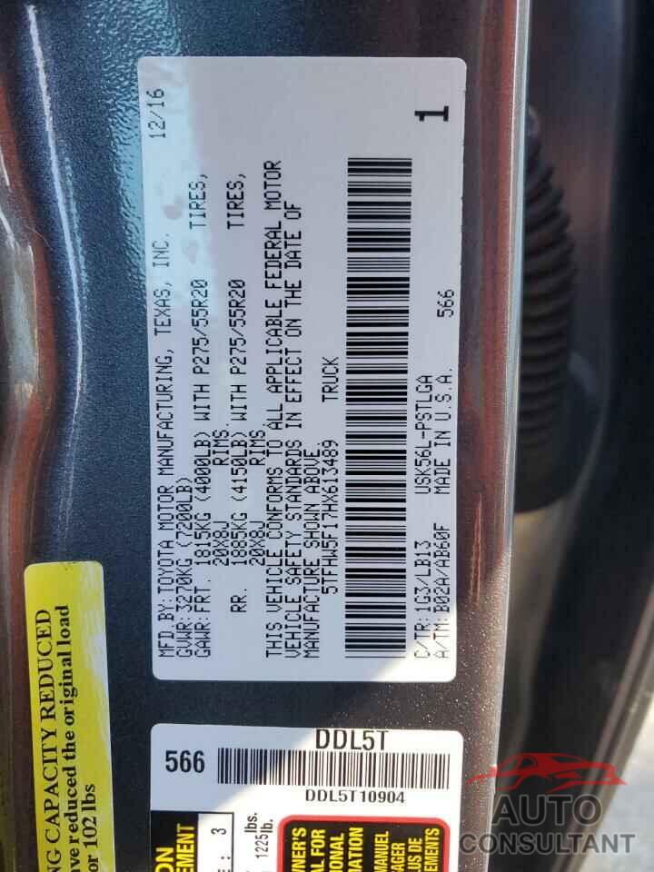 TOYOTA TUNDRA 2017 - 5TFHW5F17HX613489
