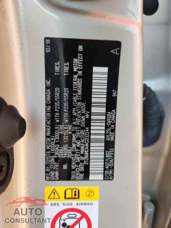 LEXUS RX450 2019 - 2T2BGMCA4KC032244
