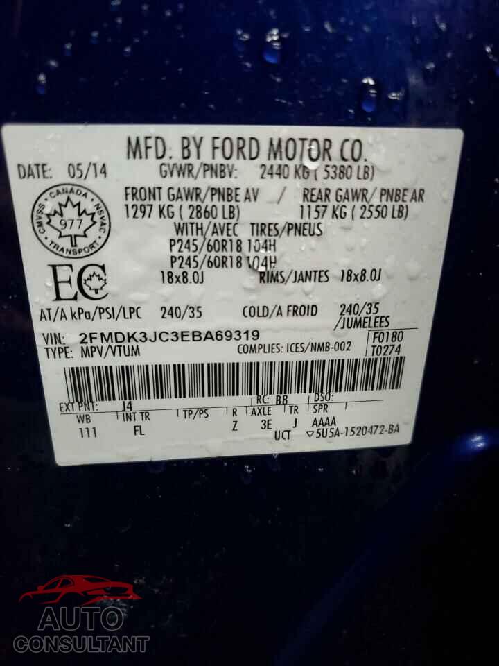 FORD EDGE 2014 - 2FMDK3JC3EBA69319