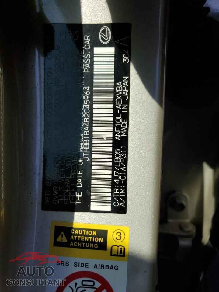 LEXUS HS 2011 - JTHBB1BA4B2045964