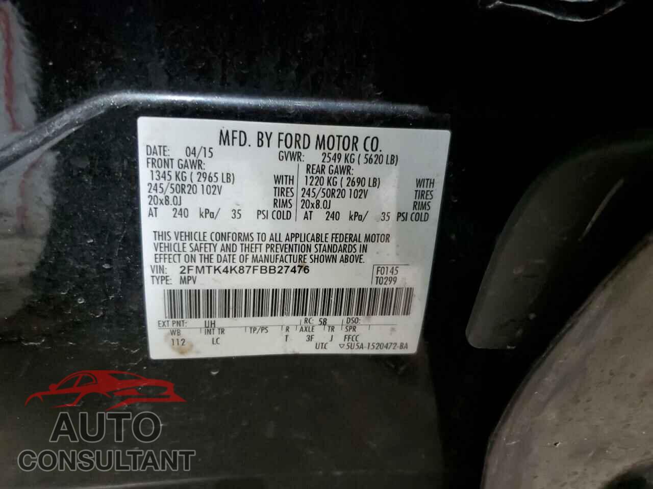 FORD EDGE 2015 - 2FMTK4K87FBB27476