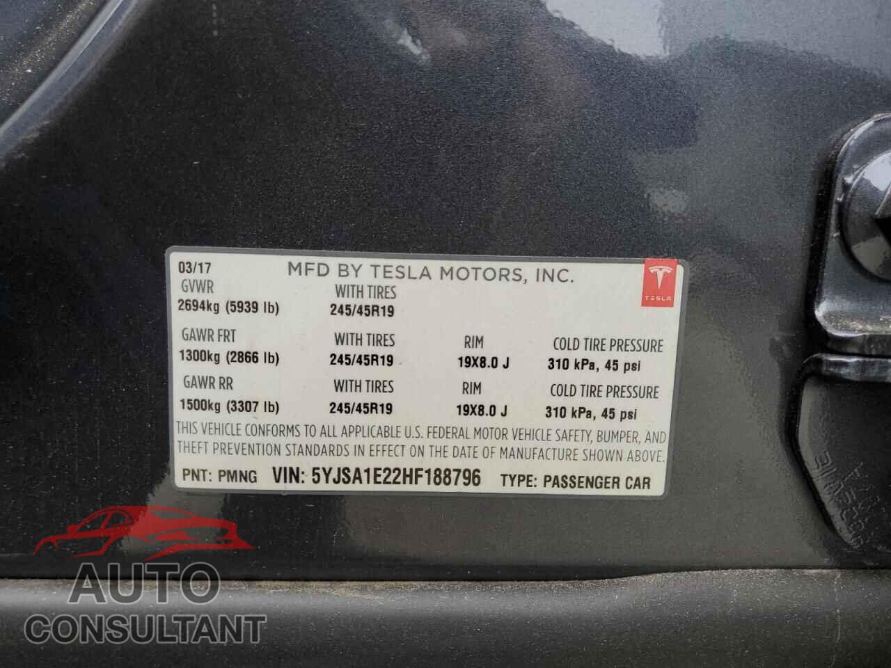 TESLA MODEL S 2017 - 5YJSA1E22HF188796