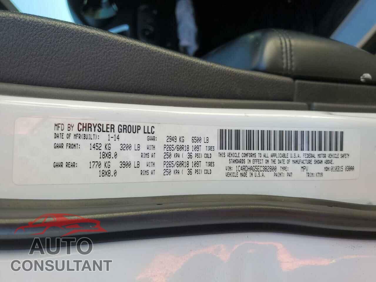 DODGE DURANGO 2014 - 1C4RDHAG5EC382800