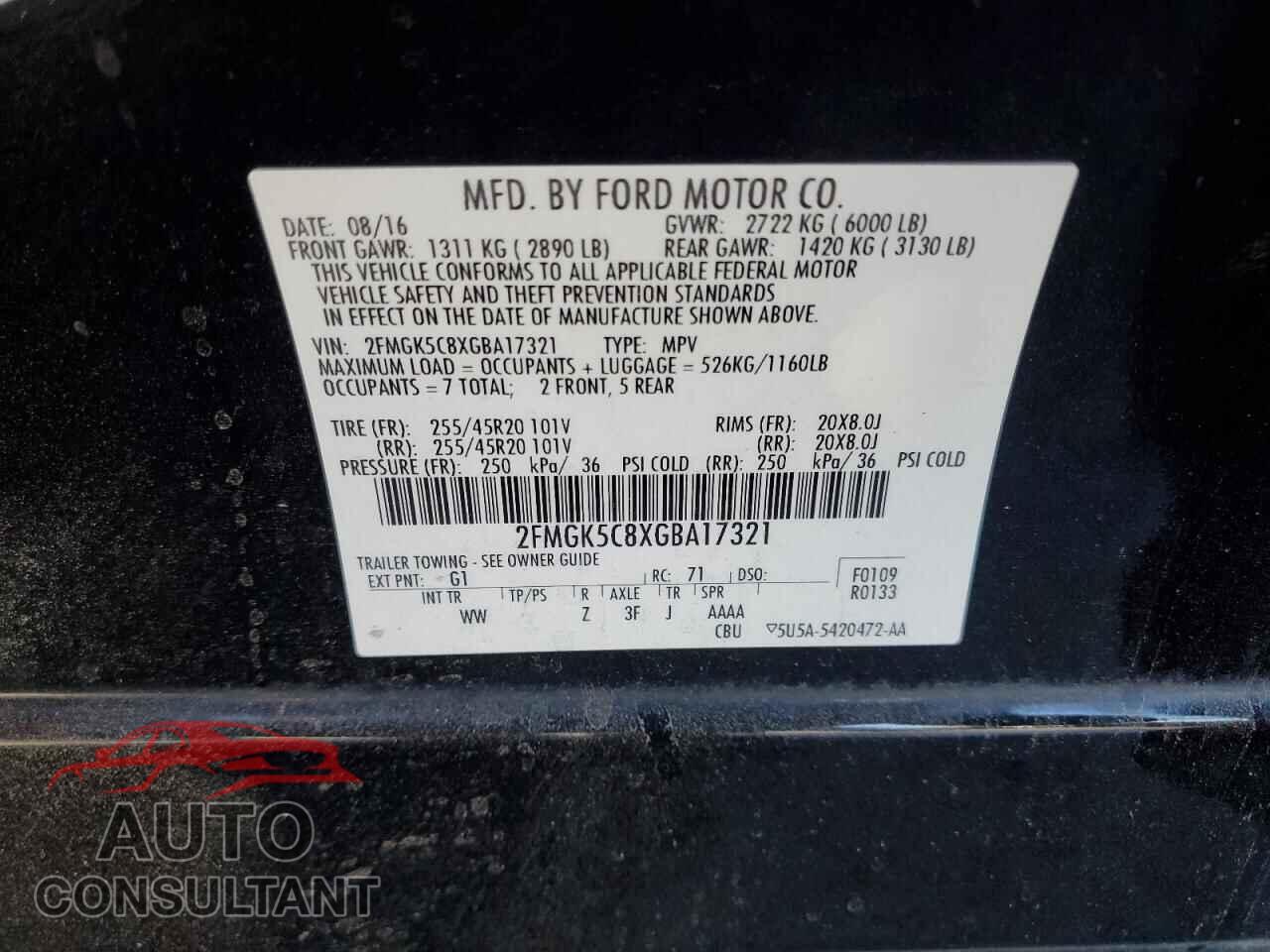 FORD FLEX 2016 - 2FMGK5C8XGBA17321