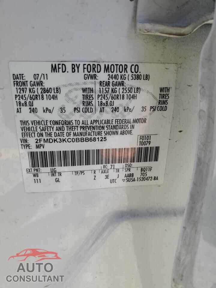 FORD EDGE 2011 - 2FMDK3KC0BBB68125