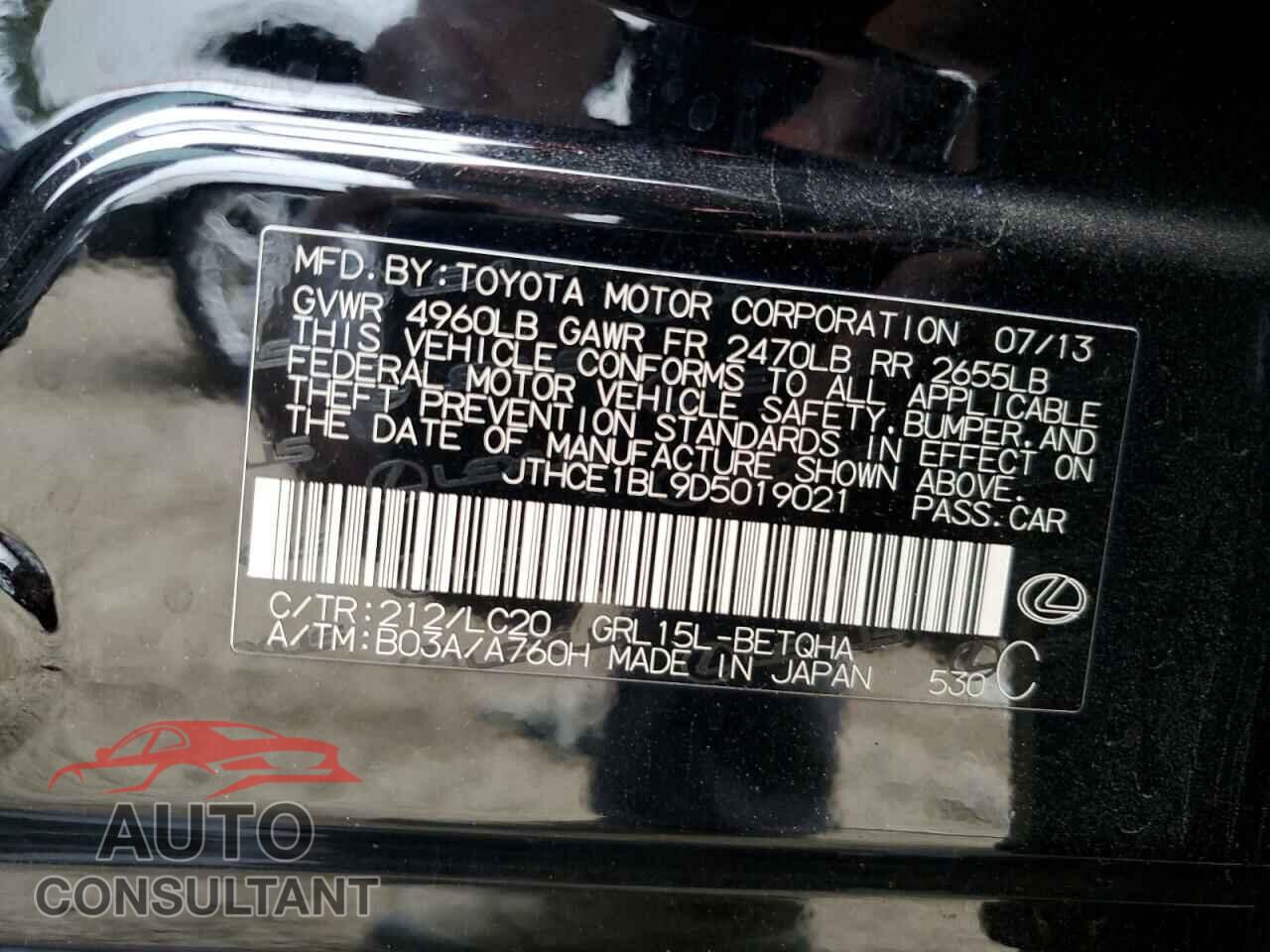 LEXUS GS350 2013 - JTHCE1BL9D5019021