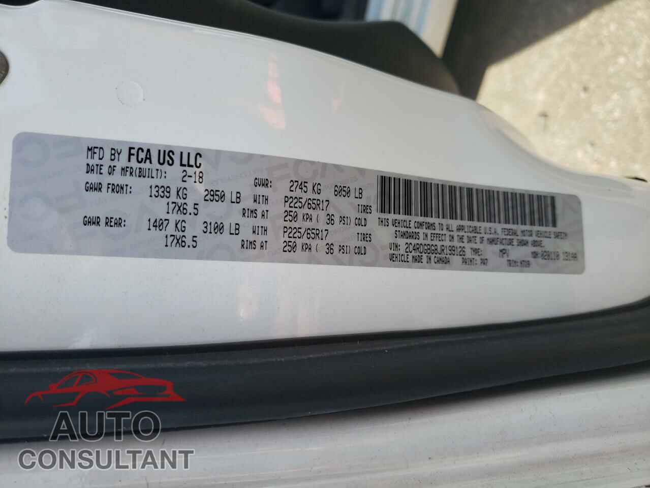 DODGE CARAVAN 2018 - 2C4RDGBG8JR199126