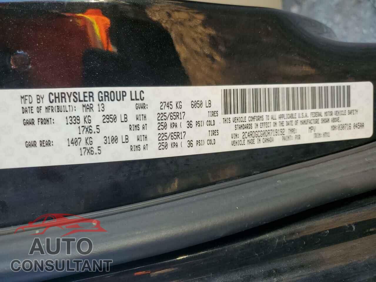 DODGE CARAVAN 2013 - 2C4RDGCG0DR719192