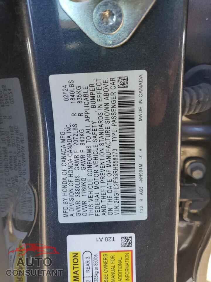 HONDA CIVIC 2024 - 2HGFE2F53RH558073