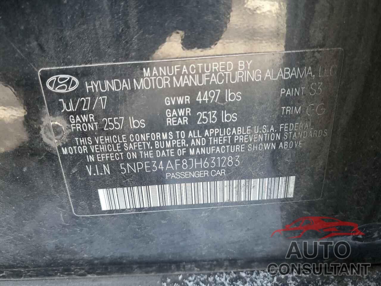 HYUNDAI SONATA 2018 - 5NPE34AF8JH631283