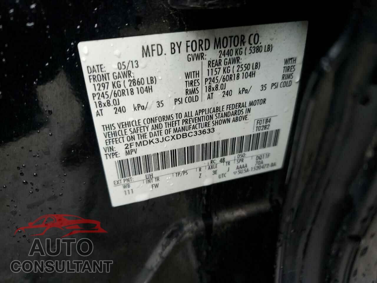 FORD EDGE 2013 - 2FMDK3JCXDBC33633