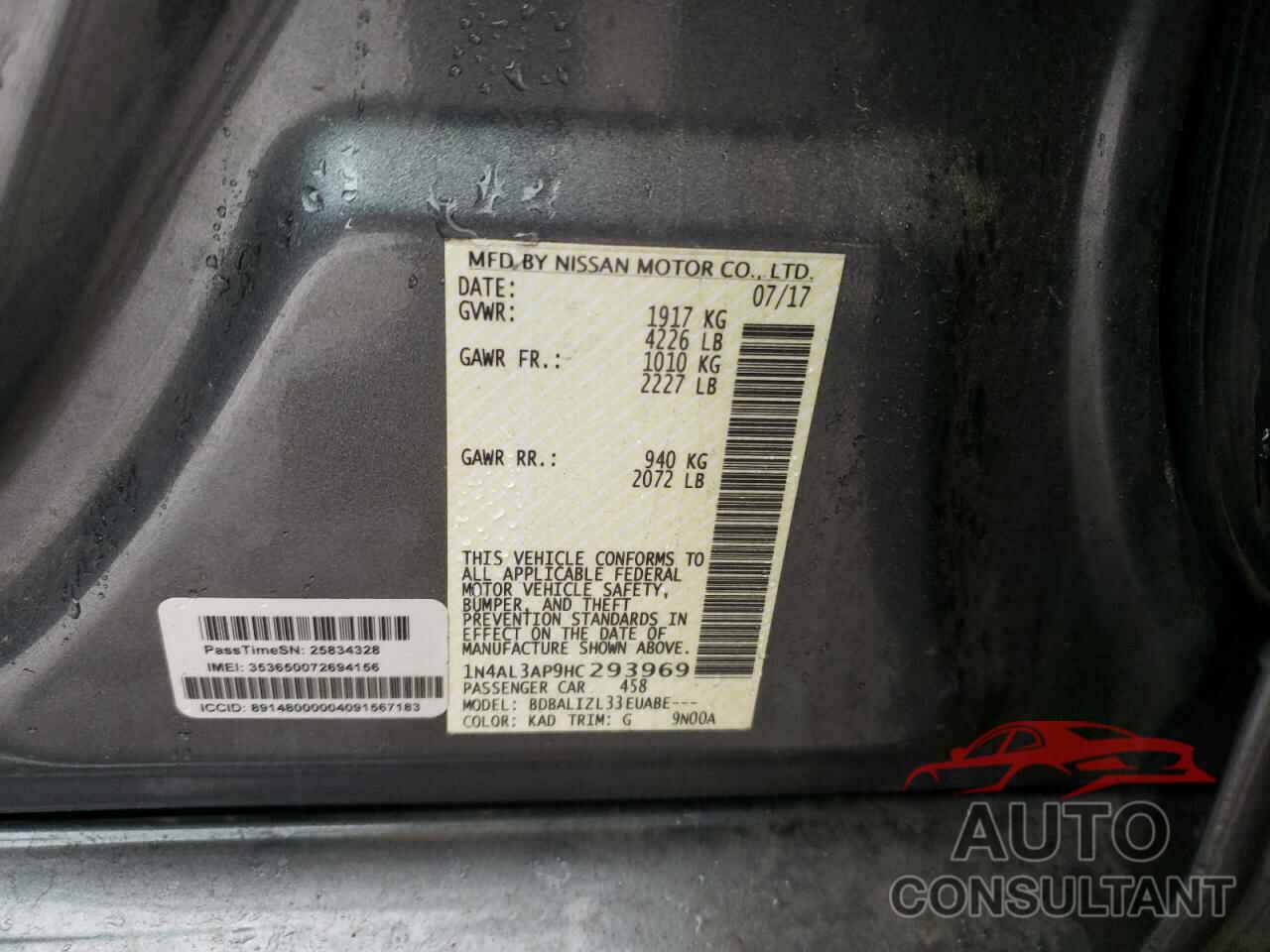 NISSAN ALTIMA 2017 - 1N4AL3AP9HC293969