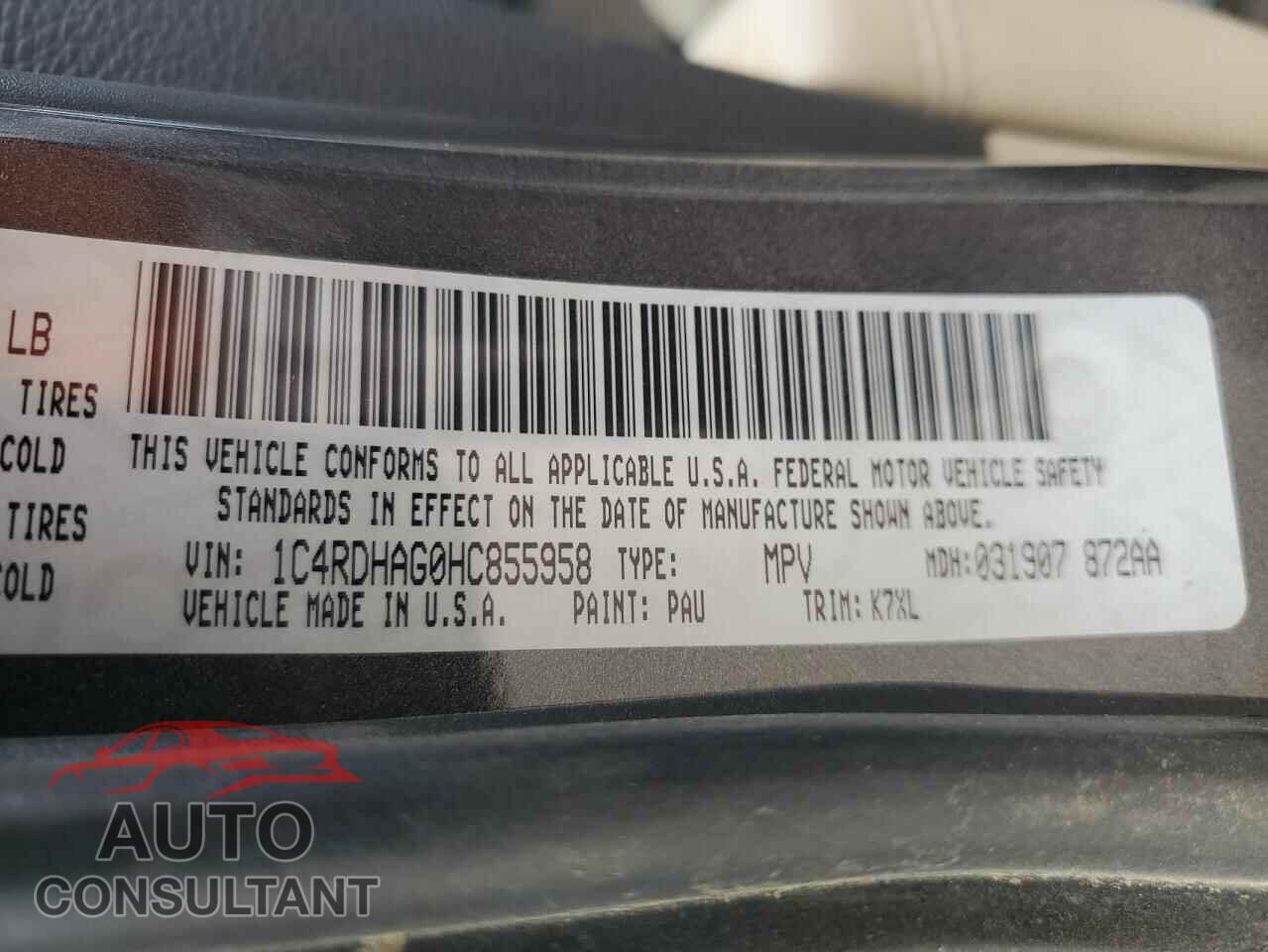 DODGE DURANGO 2017 - 1C4RDHAG0HC855958