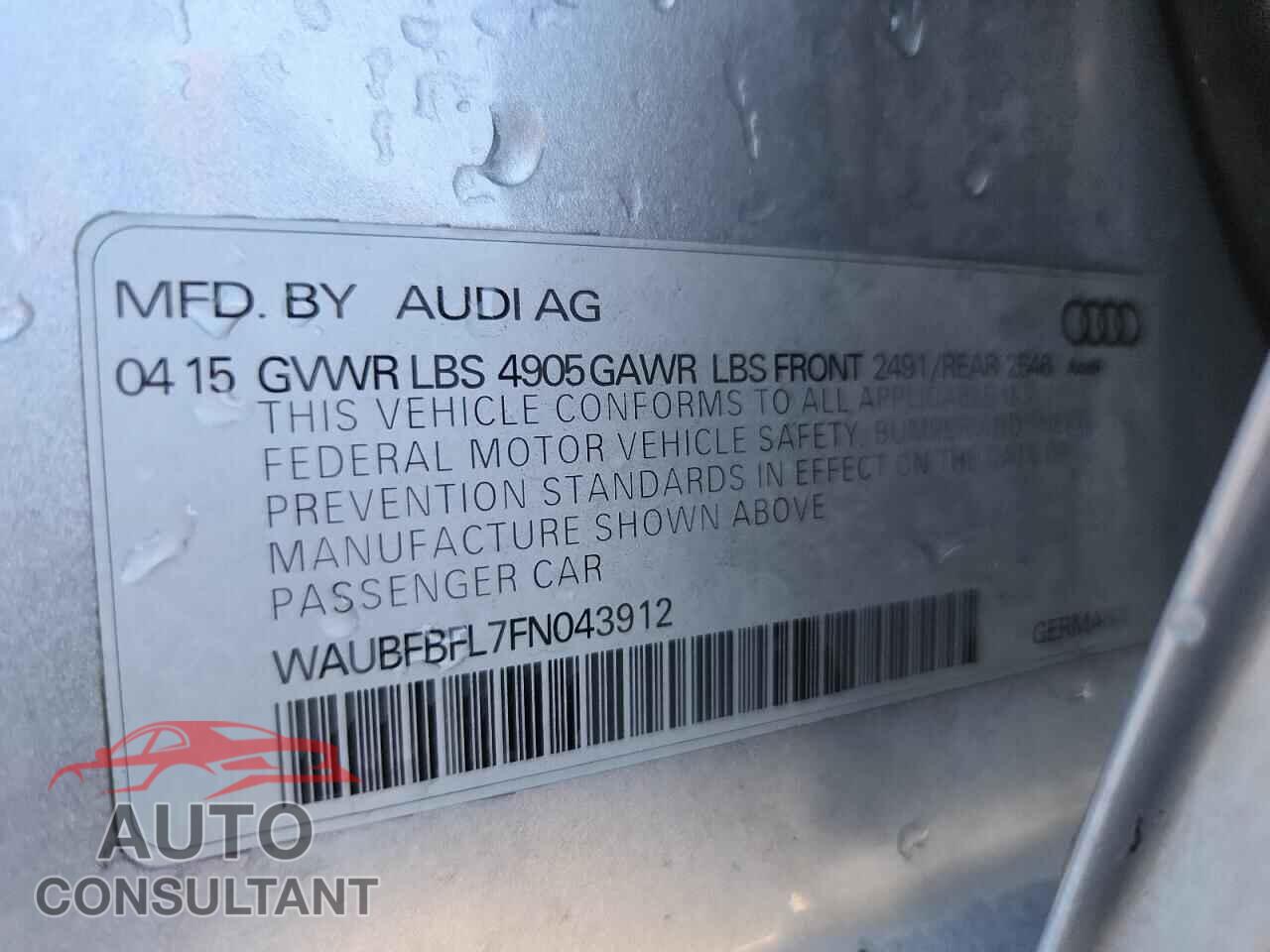 AUDI A4 2015 - WAUBFBFL7FN043912