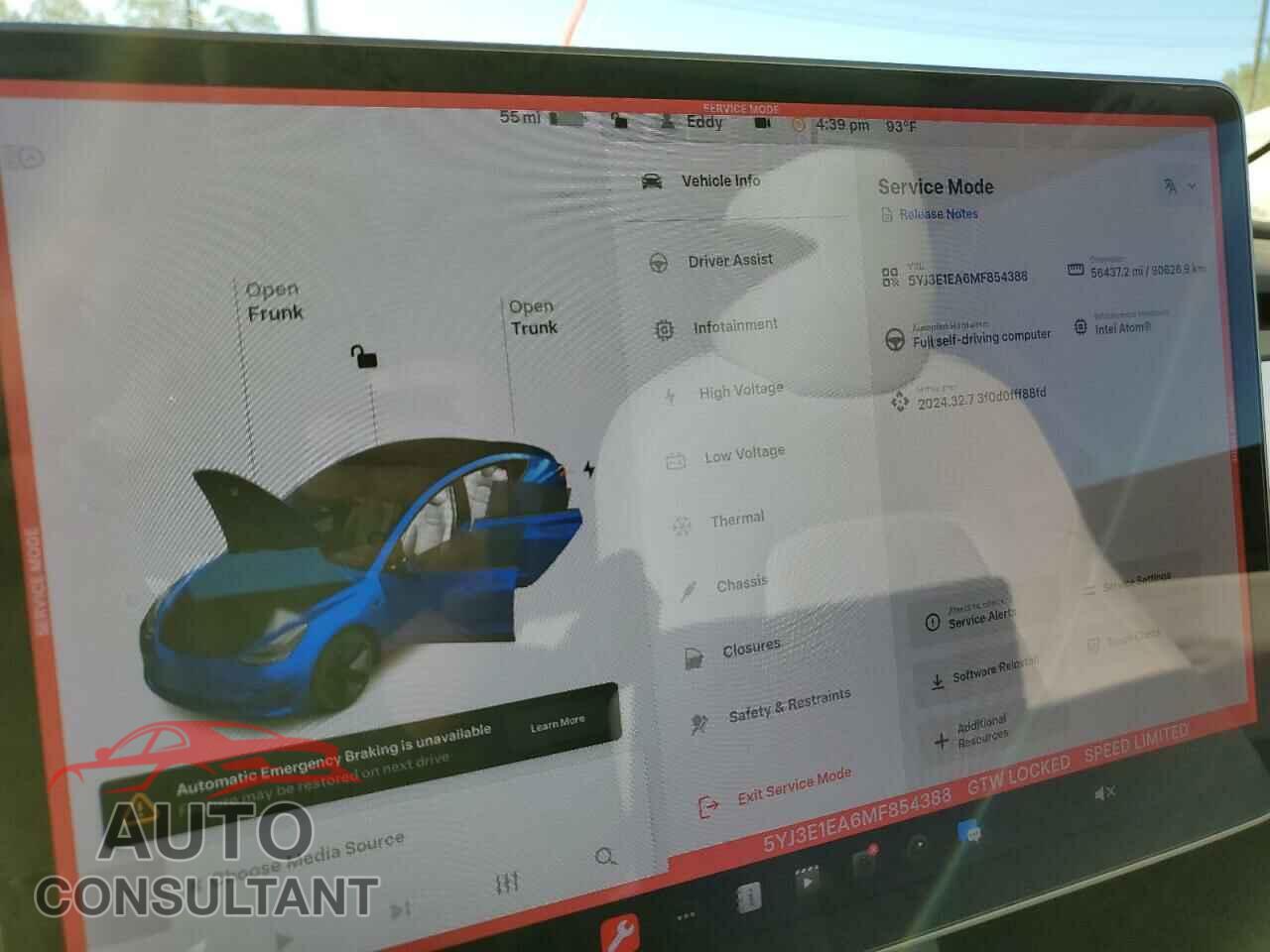 TESLA MODEL 3 2021 - 5YJ3E1EA6MF854388