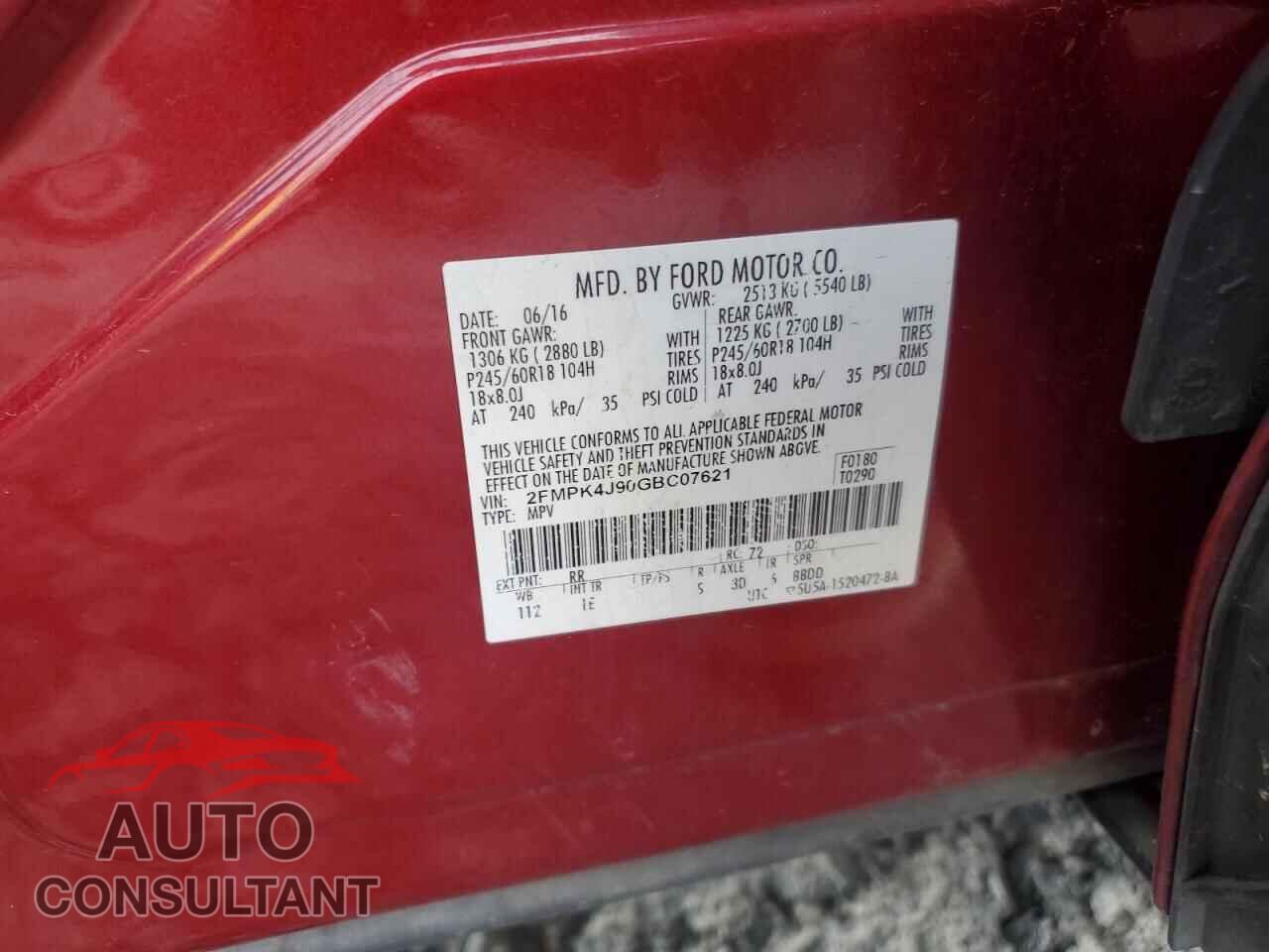 FORD EDGE 2016 - 2FMPK4J90GBC07621