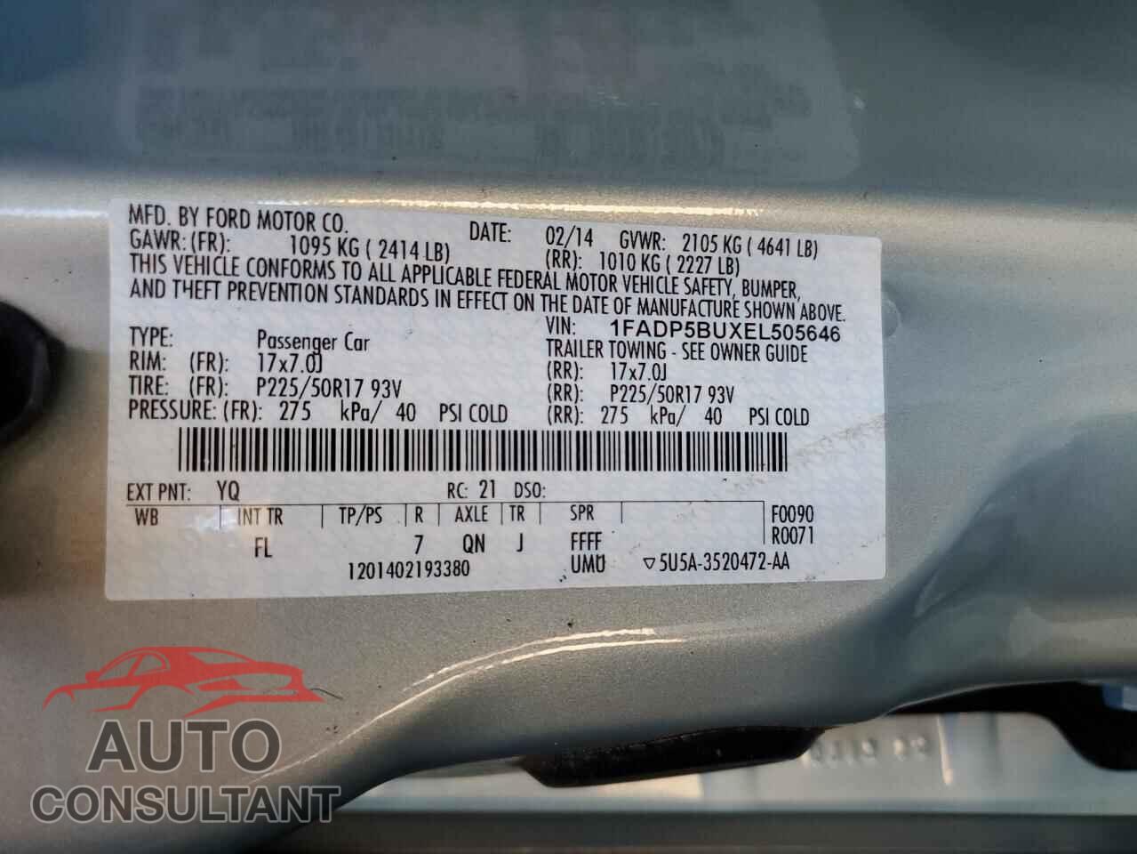 FORD CMAX 2014 - 1FADP5BUXEL505646