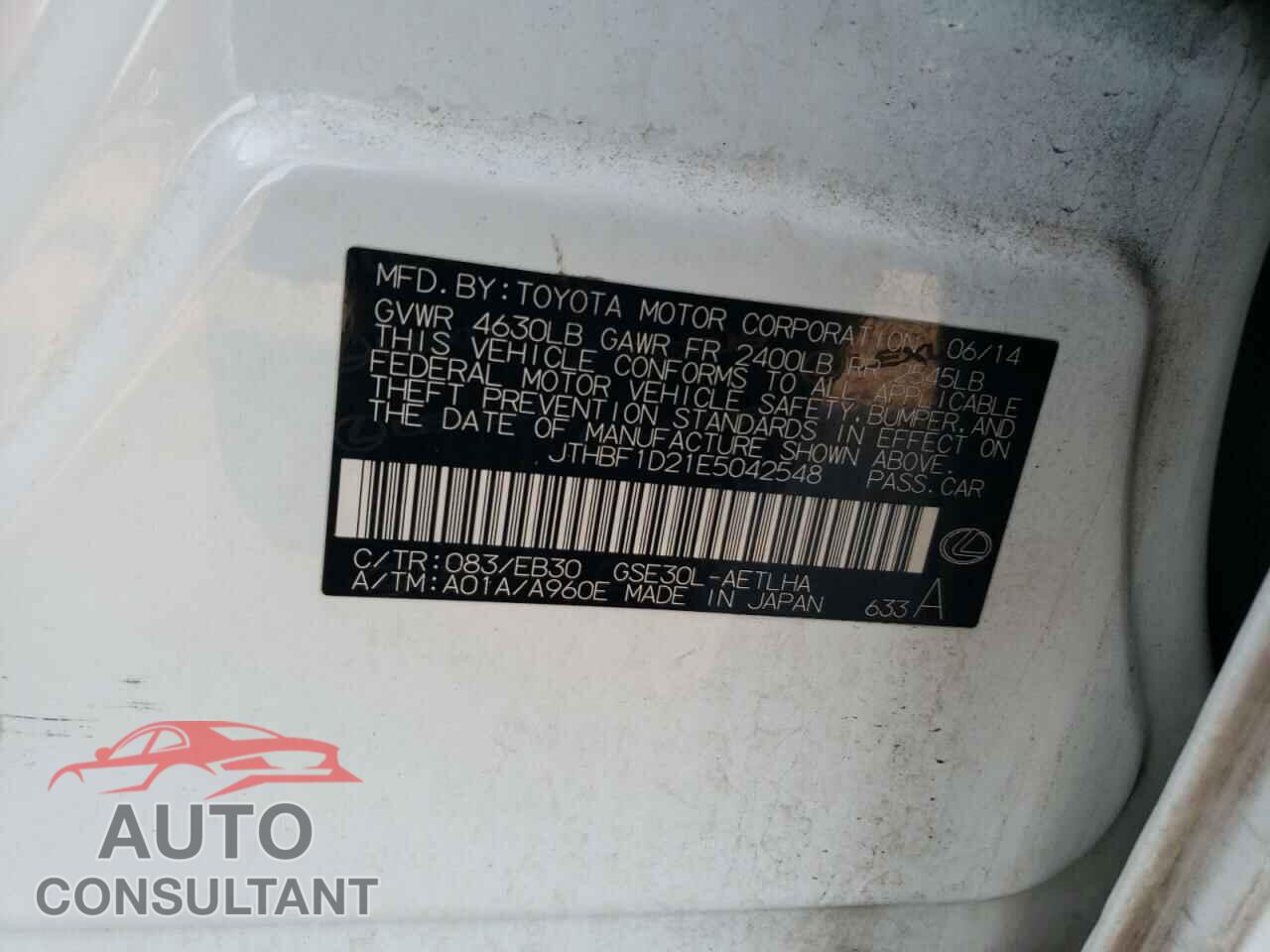LEXUS IS 2014 - JTHBF1D21E5042548
