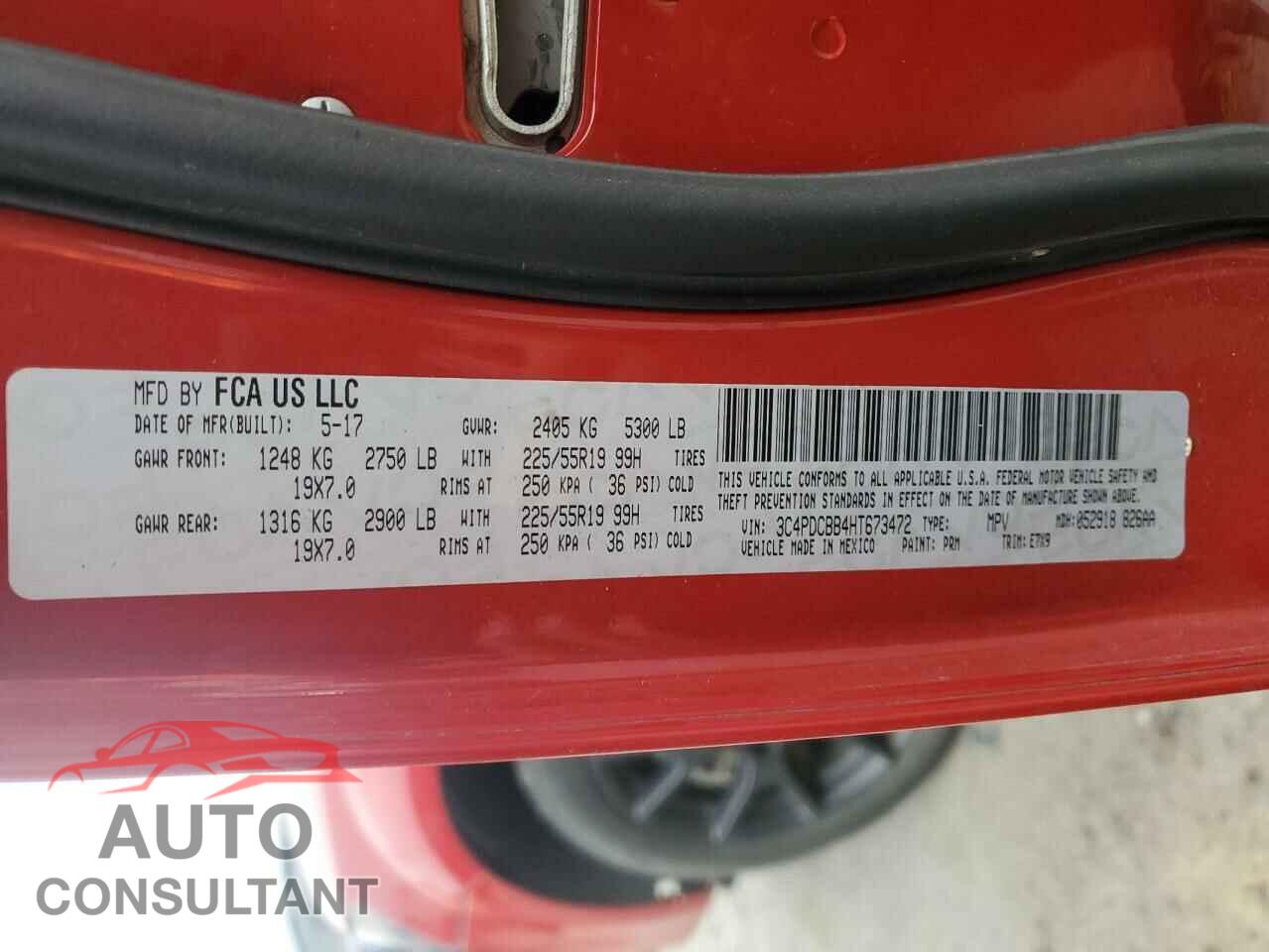 DODGE JOURNEY 2017 - 3C4PDCBB4HT673472