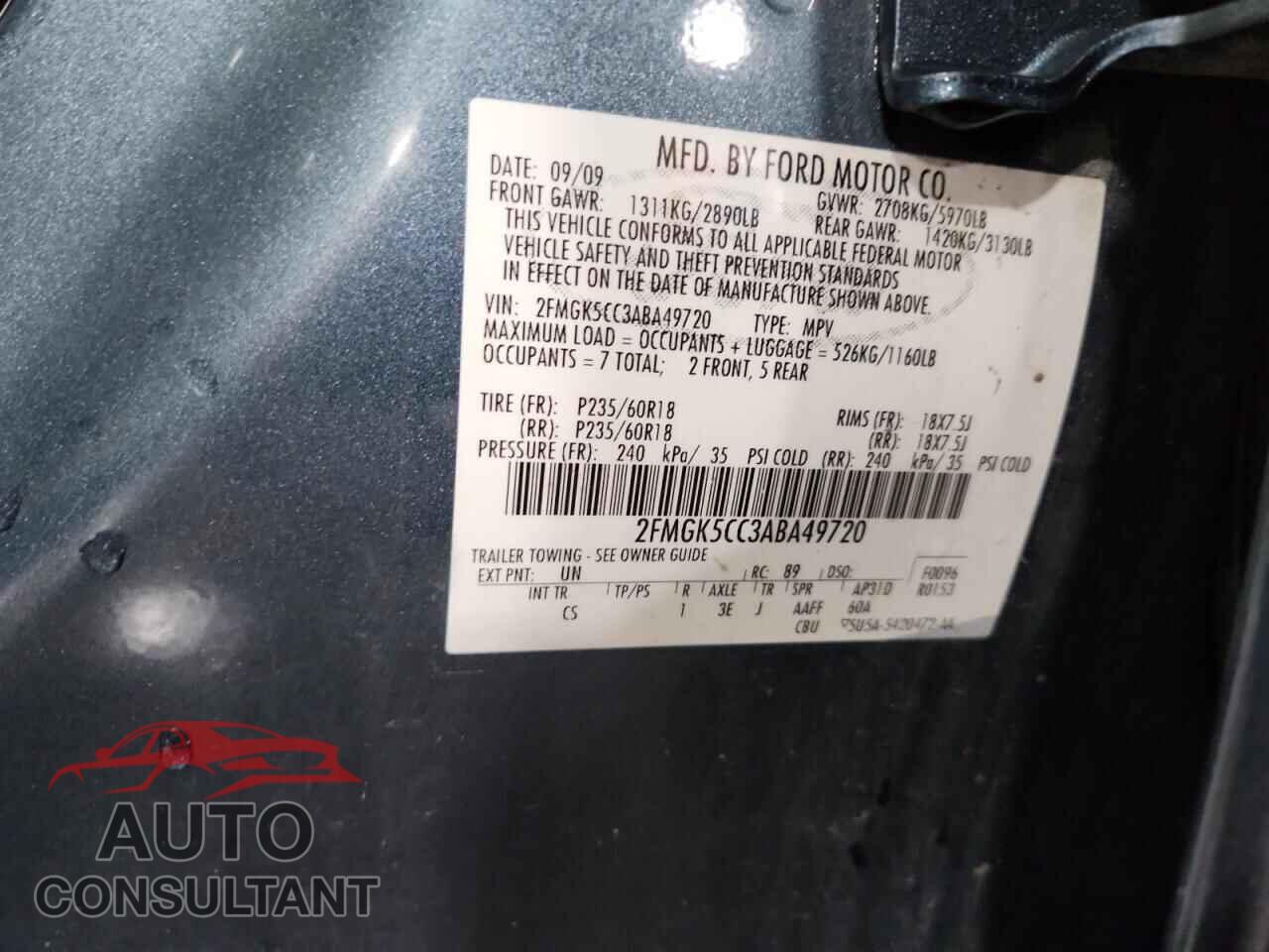 FORD FLEX 2010 - 2FMGK5CC3ABA49720