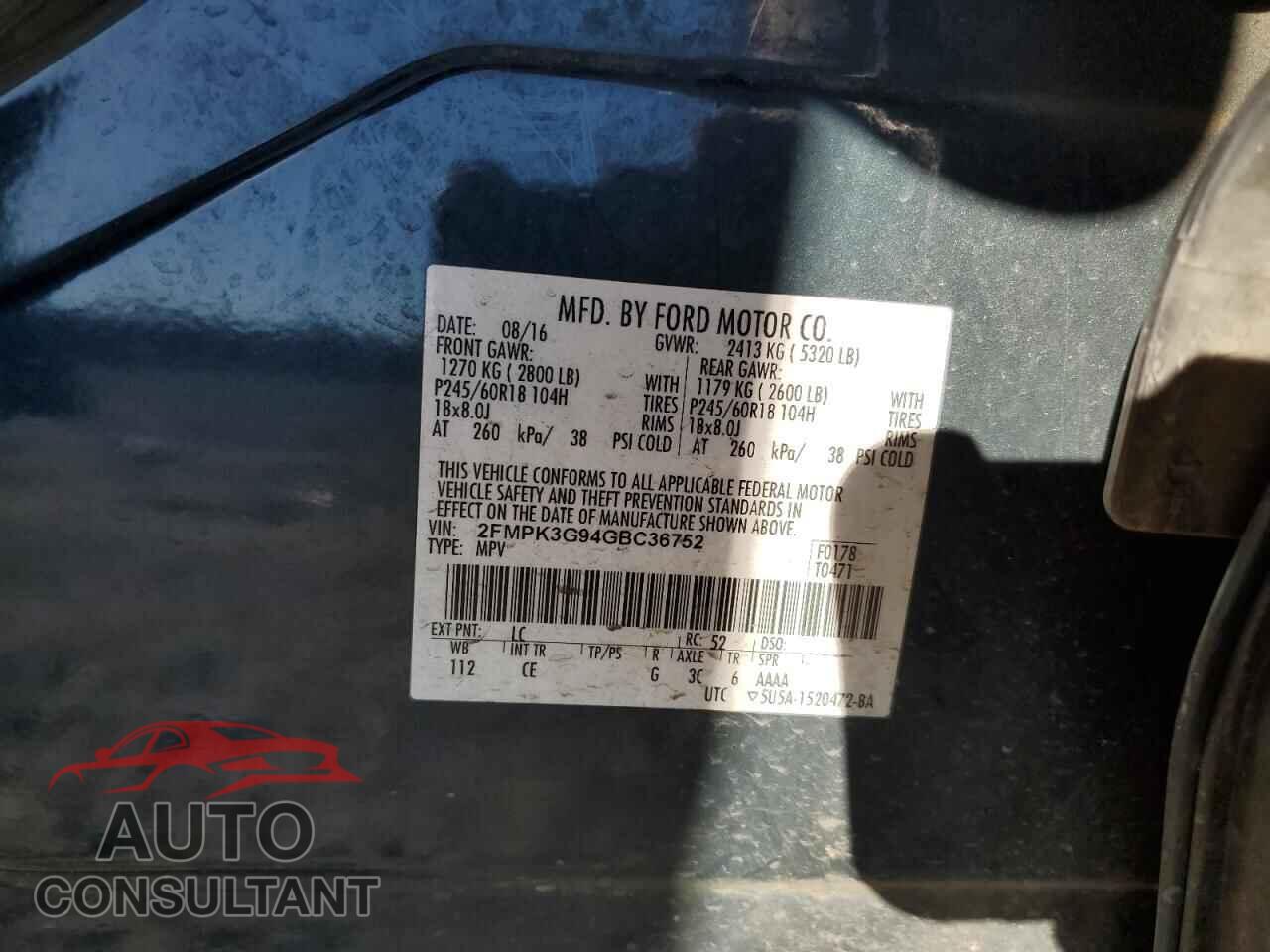 FORD EDGE 2016 - 2FMPK3G94GBC36752