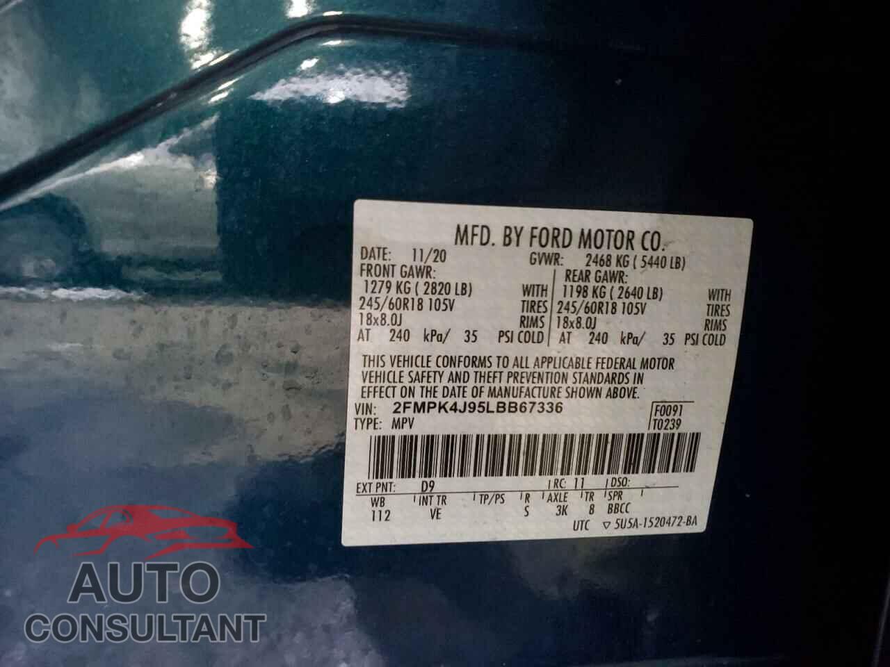 FORD EDGE 2020 - 2FMPK4J95LBB67336