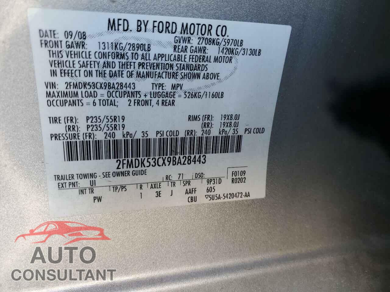 FORD FLEX 2009 - 2FMDK53CX9BA28443