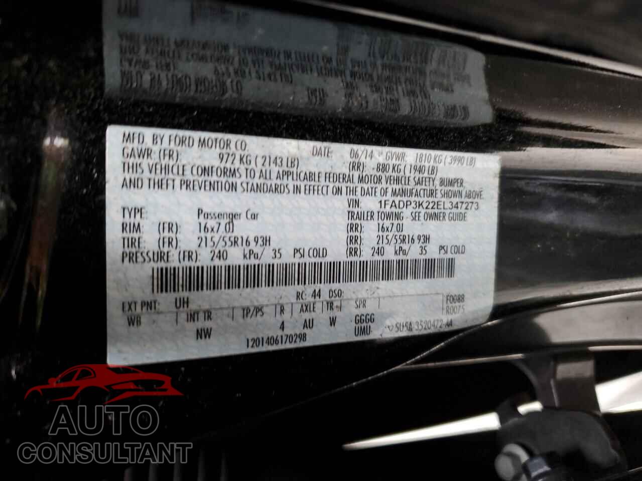 FORD FOCUS 2014 - 1FADP3K22EL347273