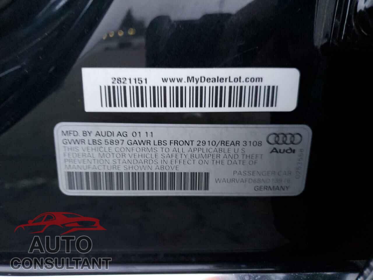 AUDI A8 2011 - WAURVAFD6BN013976