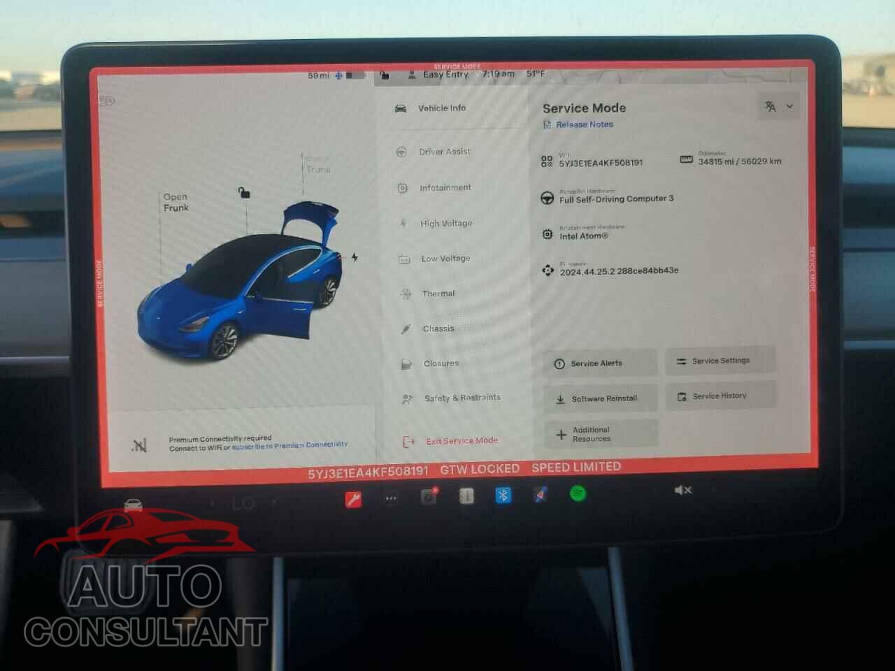 TESLA MODEL 3 2019 - 5YJ3E1EA4KF508191