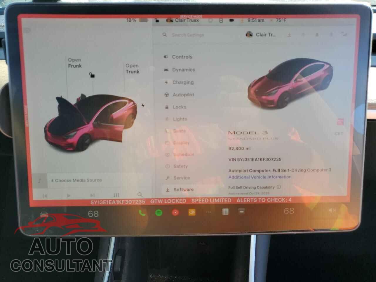 TESLA MODEL 3 2019 - 5YJ3E1EA1KF307235