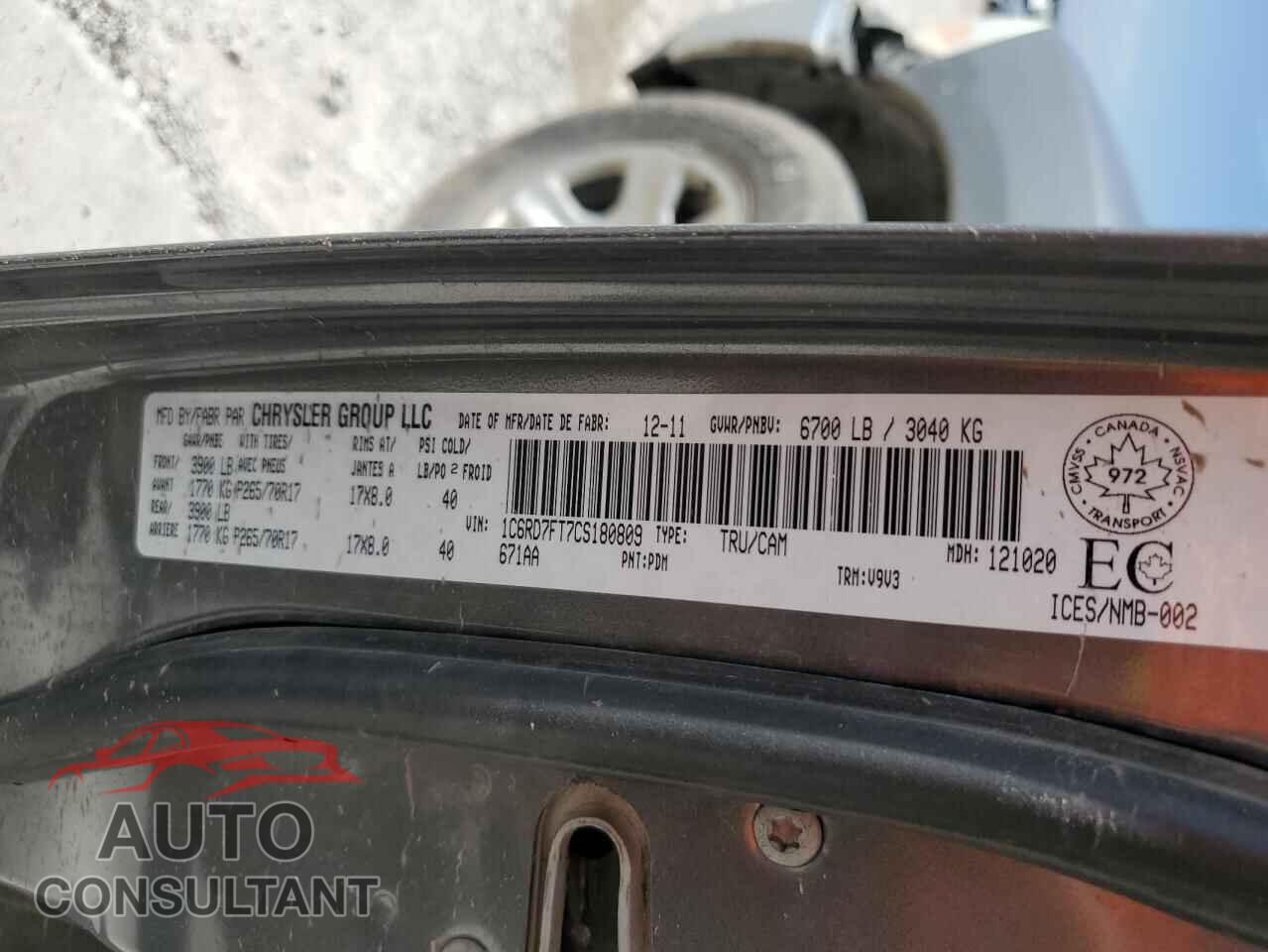 DODGE RAM 1500 2012 - 1C6RD7FT7CS180809