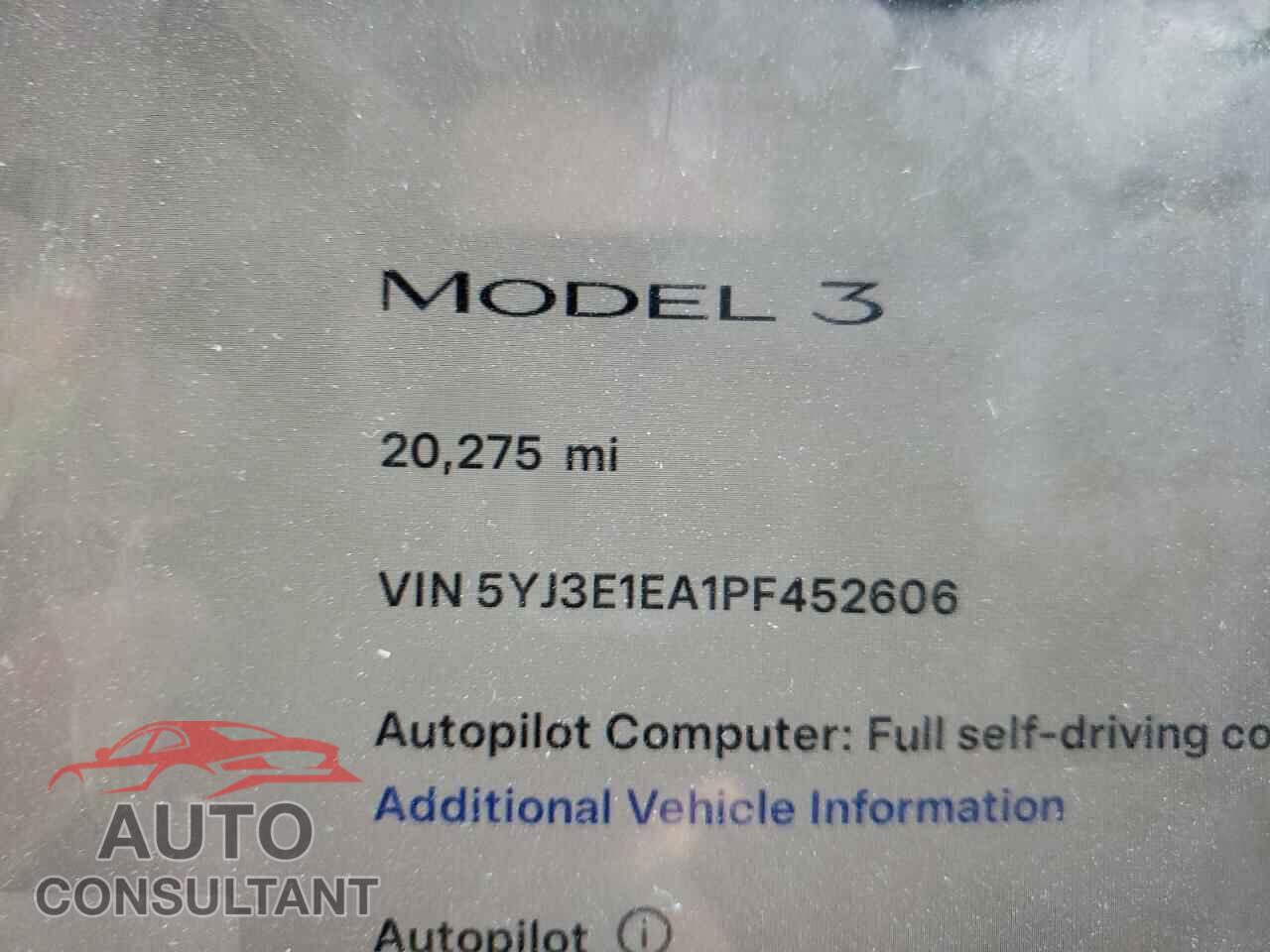 TESLA MODEL 3 2023 - 5YJ3E1EA1PF452606