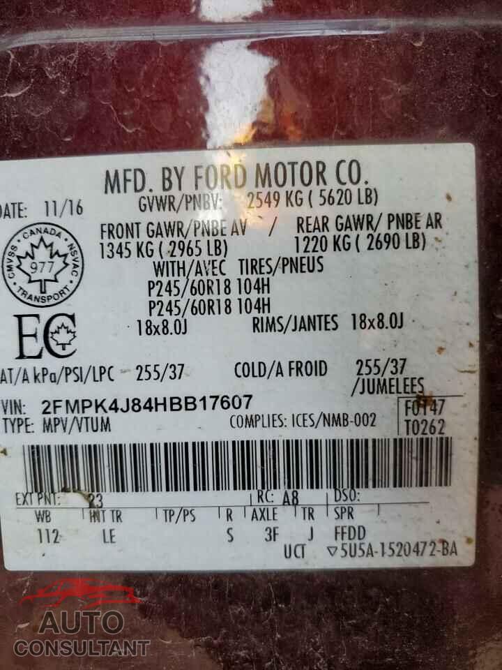 FORD EDGE 2017 - 2FMPK4J84HBB17607