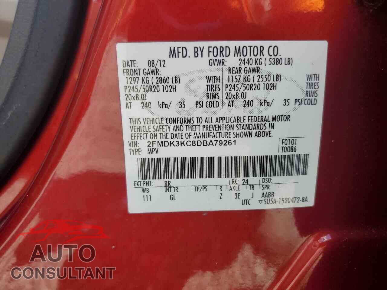 FORD EDGE 2013 - 2FMDK3KC8DBA79261