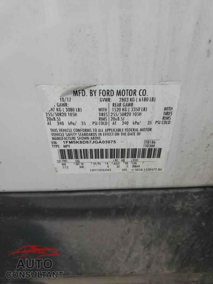 FORD EXPLORER 2018 - 1FM5K8D87JGA03075