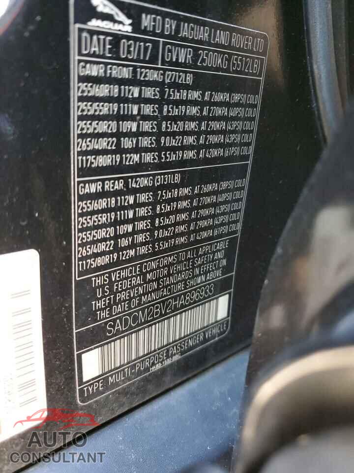 JAGUAR F-PACE 2017 - SADCM2BV2HA896933