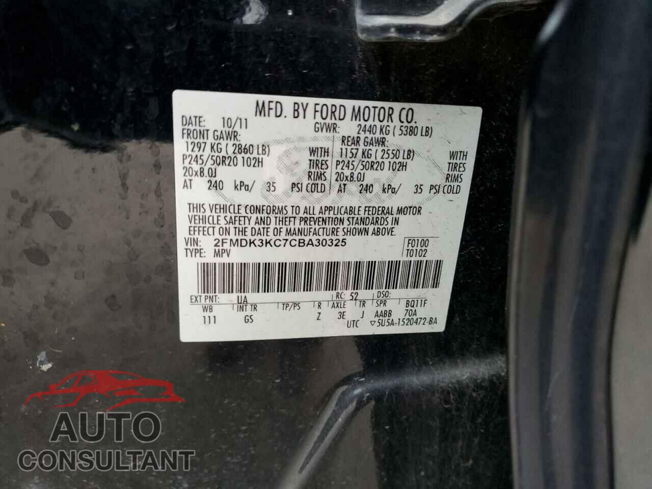 FORD EDGE 2012 - 2FMDK3KC7CBA30325