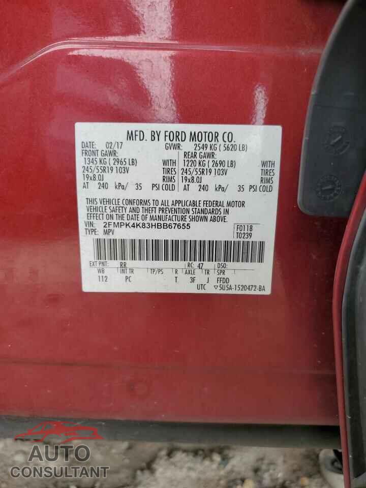 FORD EDGE 2017 - 2FMPK4K83HBB67655