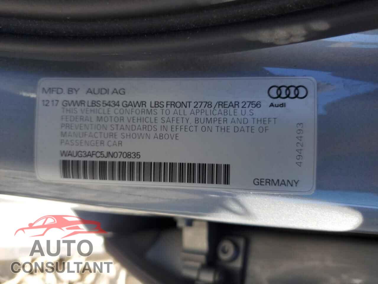 AUDI A6 2018 - WAUG3AFC5JN070835
