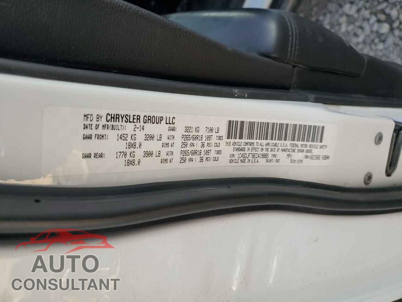 DODGE DURANGO 2014 - 1C4SDJFT8EC419885